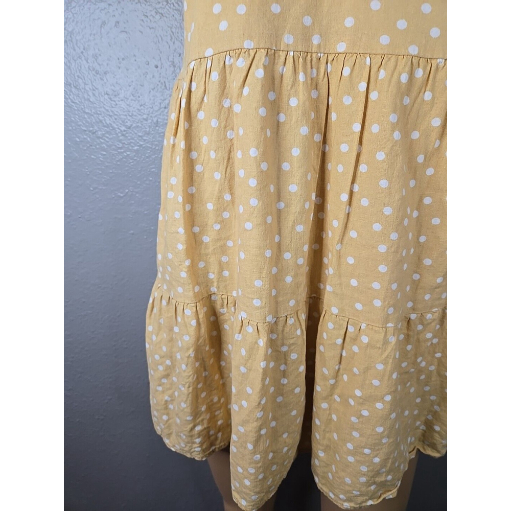 Abercrombie & Fitch Yellow Polka Dot Sundress XS Petite Linen Blend Cottagecore - Picture 8 of 10